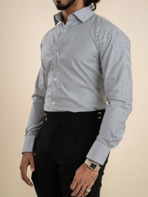 Blue Stripe Semi-Formal/Casual Shirt