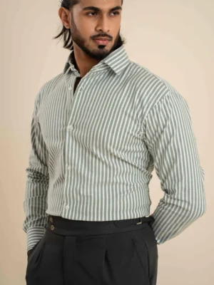 Green Stripe Semi Formal/Casual Shirt