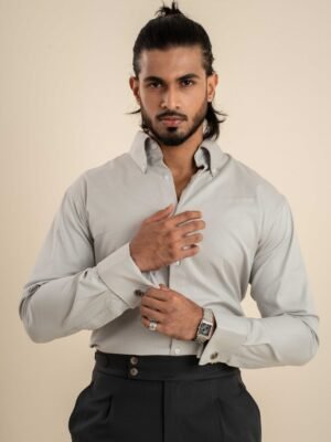 Grey Cufflink Usable Shirt