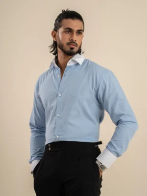 White Coller Contrast Semi-Formal/Casual Shirt